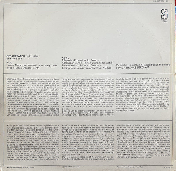 César Franck, Sir Thomas Beecham, Orchestre National De La R.T.F. - Symfonie In D - 1975