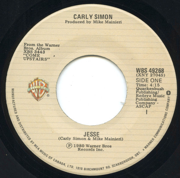 Carly Simon - Jesse / Stardust - 1980