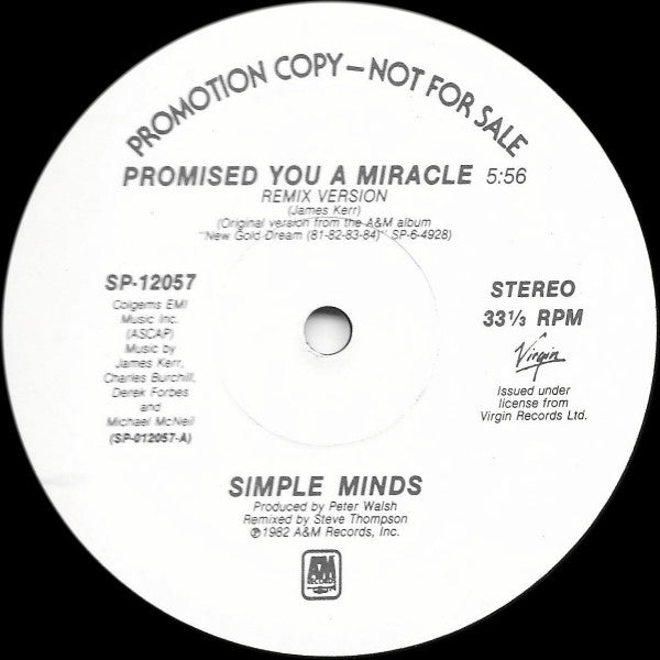 Simple Minds - Promised You A Miracle - 1982