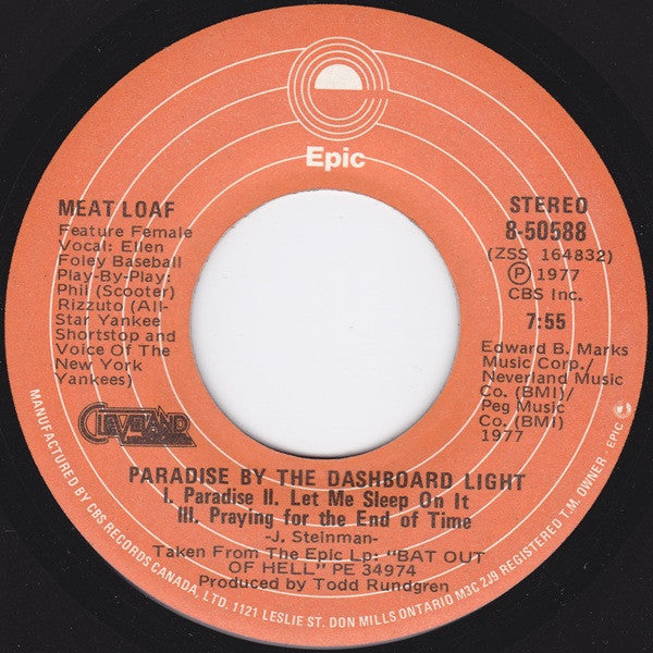 Meat Loaf - Paradise By The Dashboard Light - 1977