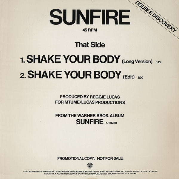 Yaz / Sunfire - Don't Go / Shake Your Body Vinyl Record