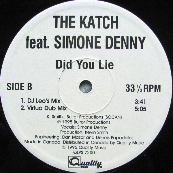 Katch, The Featuring Simone Denny - Did You Lie - 1995
