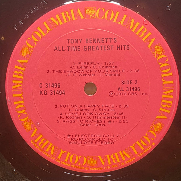 Tony Bennett - All Time Greatest Hits - 1972