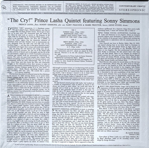 Prince Lasha Quintet Featuring Sonny Simmons - The Cry! - 2024