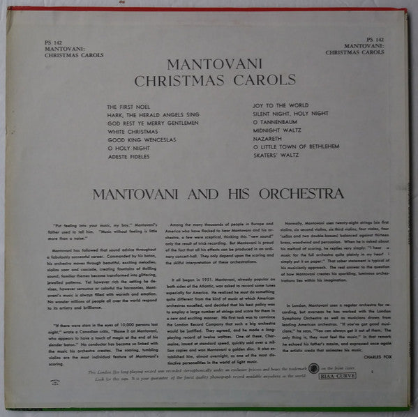 Mantovani And His Orchestra - Mantovani Christmas Carols -