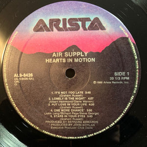 Air Supply - Hearts In Motion Vinyl Record