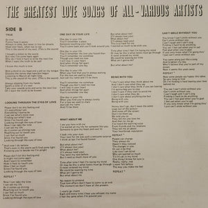 Various - The Greatest Love Songs Of All - 1986