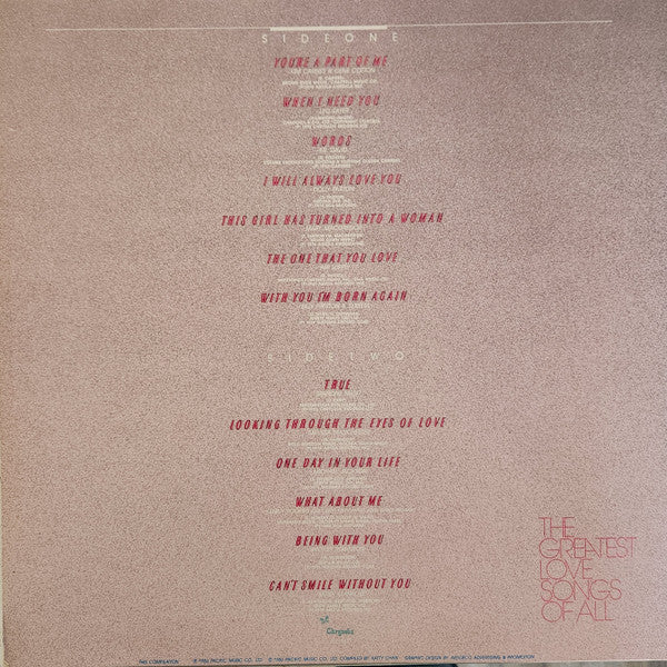 Various - The Greatest Love Songs Of All - 1986