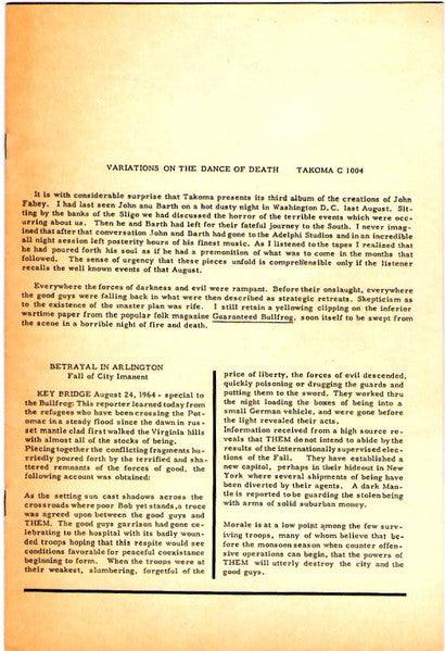 John Fahey - Volume 3 / The Dance Of Death & Other Plantation Favorites 1967 - Quarantunes