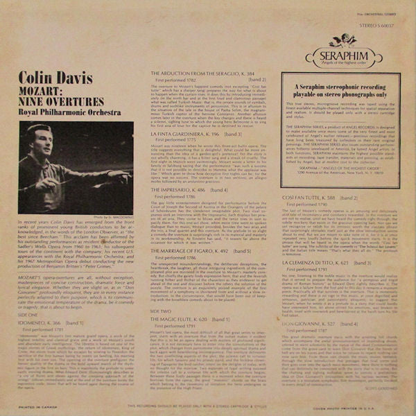 Sir Colin Davis - Mozart: Nine Overtures