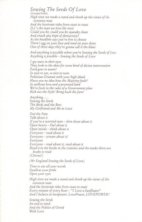 Tears For Fears - Sowing The Seeds Of Love - Quarantunes