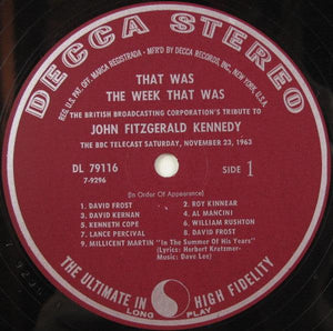 BBC Telecast - That Was The Week That Was - The British Broadcasting Corporation's Tribute To John Fitzgerald Kennedy 1963 - Quarantunes