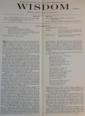 Carl Sandburg|Harlow Shapley|Jawaharlal Nehru|Jacques Lipchitz - Wisdom: Conversations With The Elder Wise Men Of Our Day Volume 1 1961 - Quarantunes
