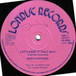Boris Gardiner - Let's Keep It That Way (12") 1984 - Quarantunes