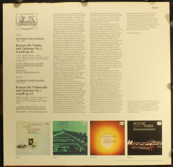 Henryk Wieniawski - Violinkonzert Nr. 2 D-moll / Cellokonzert Nr. 1 A-moll