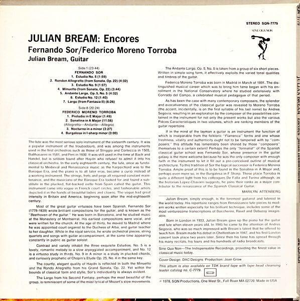 Julian Bream - Encores 1978 - Quarantunes