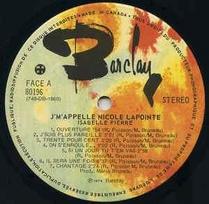 Isabelle Pierre - J'M'Appelle Nicole Lapointe 1974 - Quarantunes