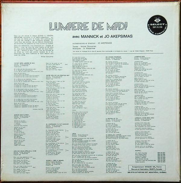 Jo Akepsimas / Mannick / Michel Scouarnec - Lumière De Midi - Quarantunes