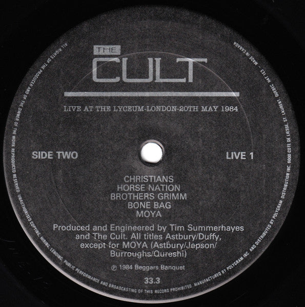 Cult, The - Live At The Lyceum - London - 20th May 1984 - 1986