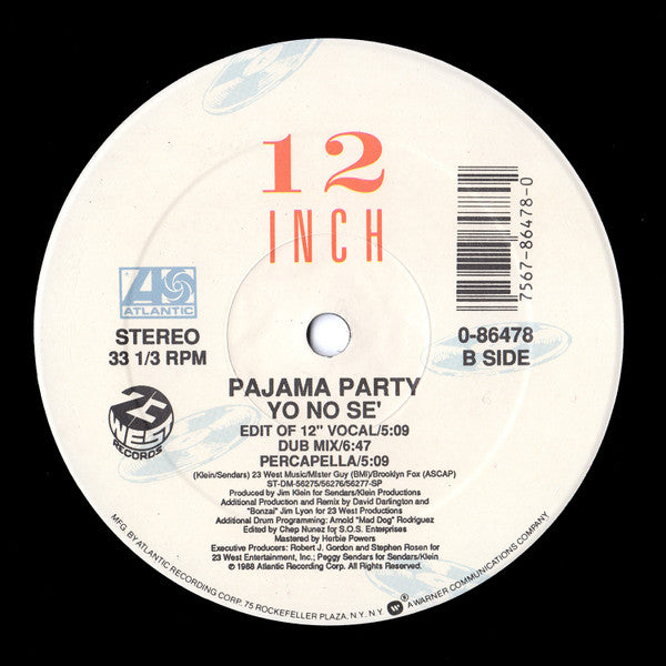 Pajama Party - Yo No Sé Vinyl Record