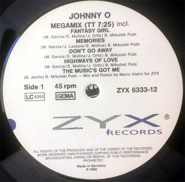 Johnny O - Megamix Vinyl Record