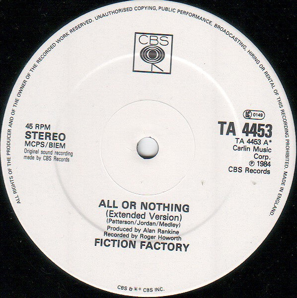 Fiction Factory - All Or Nothing (Extended Version) - 1984