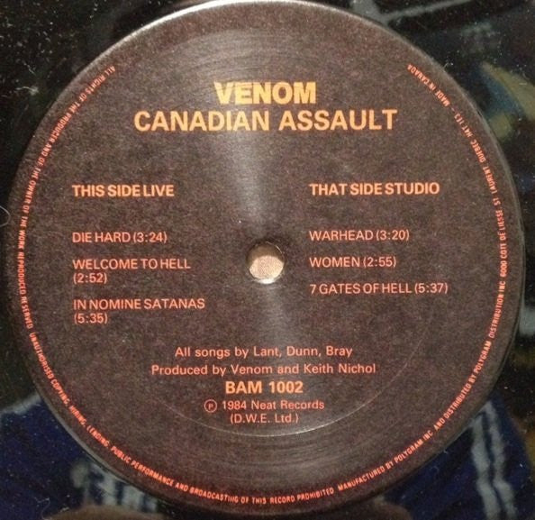 Venom - Canadian Assault - 1985