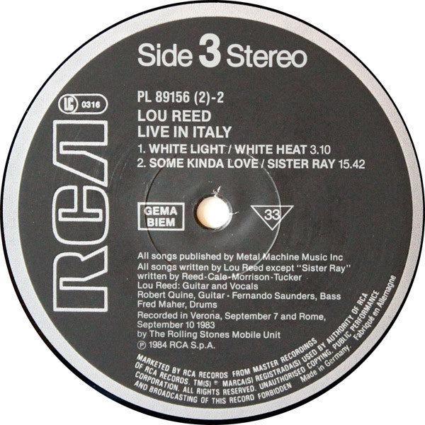 Lou Reed - Live In Italy - 1984