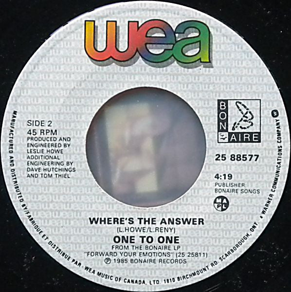 One To One - There Was A Time - 1985