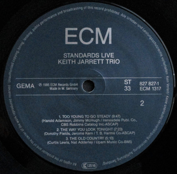 Keith Jarrett Trio - Standards Live Vinyl Record