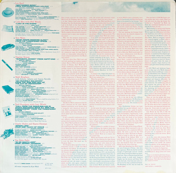 Various - Lost In The Stars (The Music Of Kurt Weill) - 1985