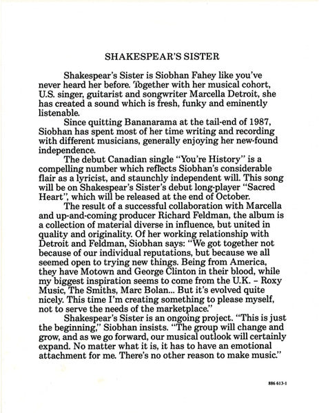 Shakespear's Sister - You're History - 1989