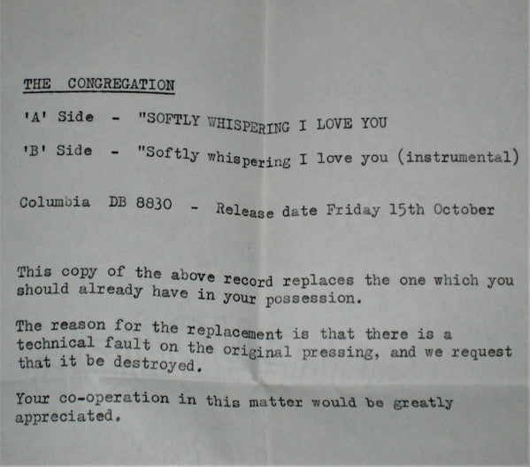 Congregation (2) - Softly Whispering I Love You