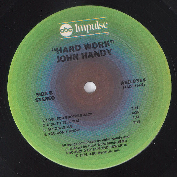 John Handy - Hard Work - 1976