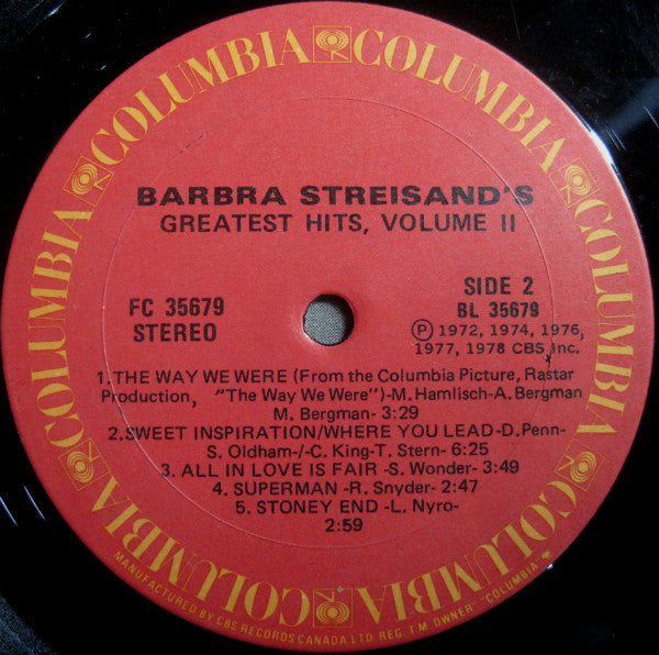 Barbra Streisand - Barbra Streisand's Greatest Hits - Volume 2 - 1978
