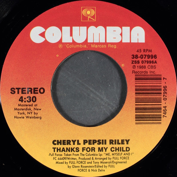 Cheryl Pepsii Riley - Thanks For My Child - 1988