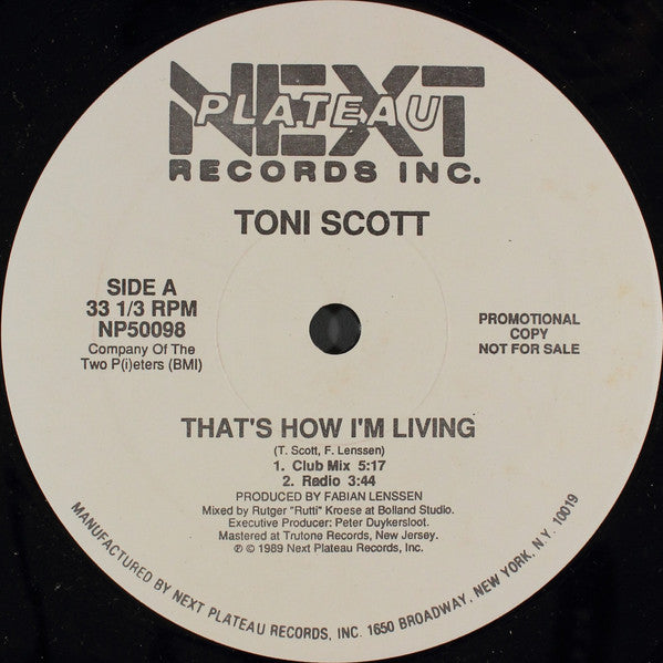 Tony Scott - That's How I'm Living / The Chief - 1989