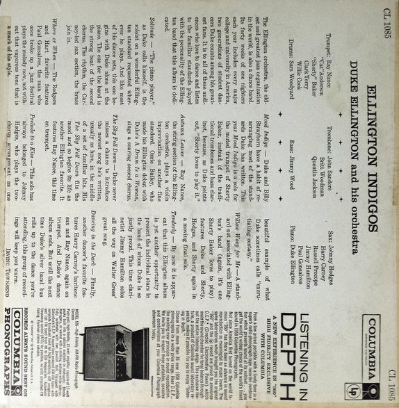 Duke Ellington And His Orchestra - Ellington Indigos Vinyl Record