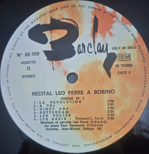 Léo Ferré - Récital 1969 En Public A Bobino - 1969