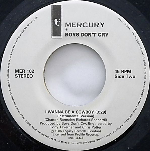 Boys Don't Cry - I Wanna Be A Cowboy