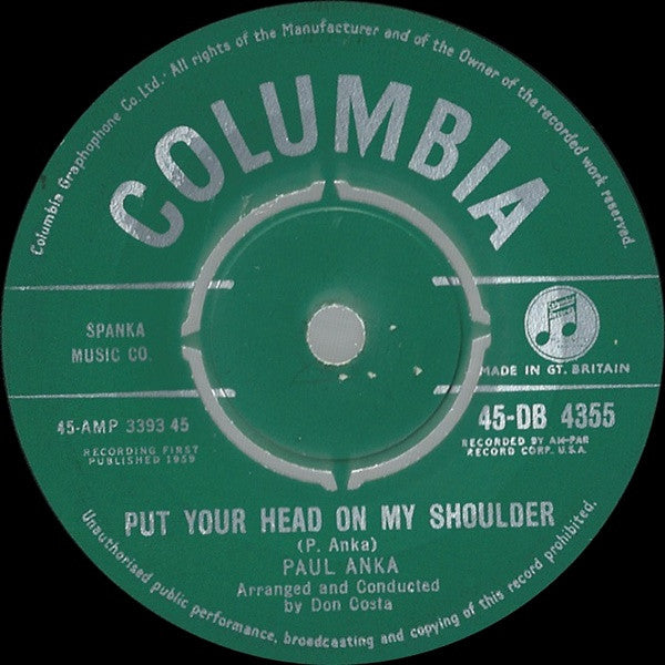 Paul Anka - Put Your Head On My Shoulder