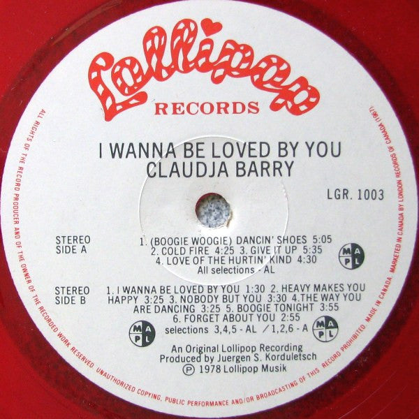 Claudja Barry - I Wanna Be Loved By You Vinyl Record