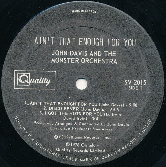John Davis & The Monster Orchestra - Ain't That Enough For You