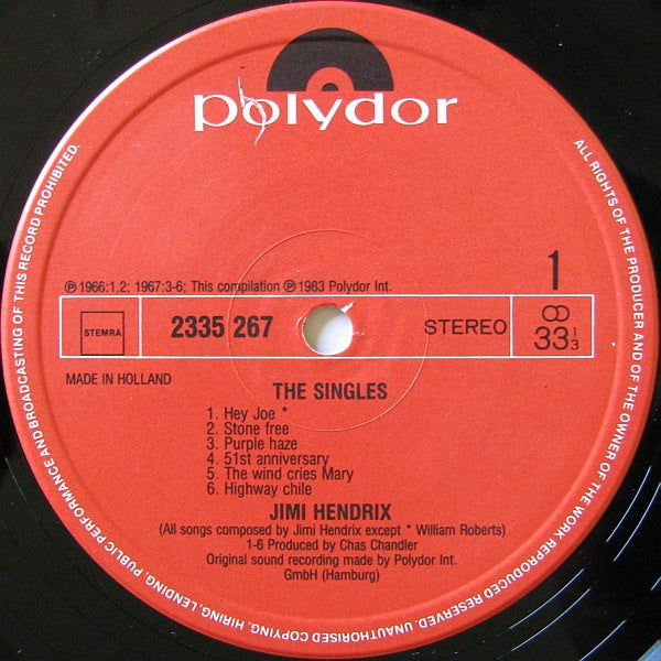 Jimi Hendrix - The Singles Album - 1983