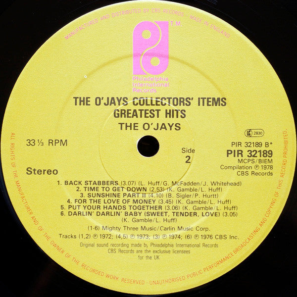 The O'Jays - The O'Jays Collectors' Items - Greatest Hits Vinyl Record