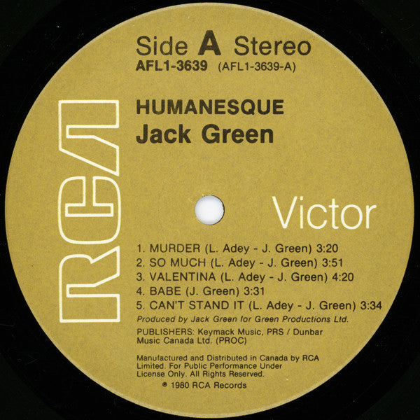Jack Green - Humanesque - 1980