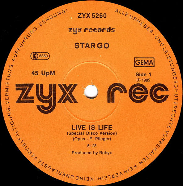 Stargo - Live Is Life / Capsicum - 1985
