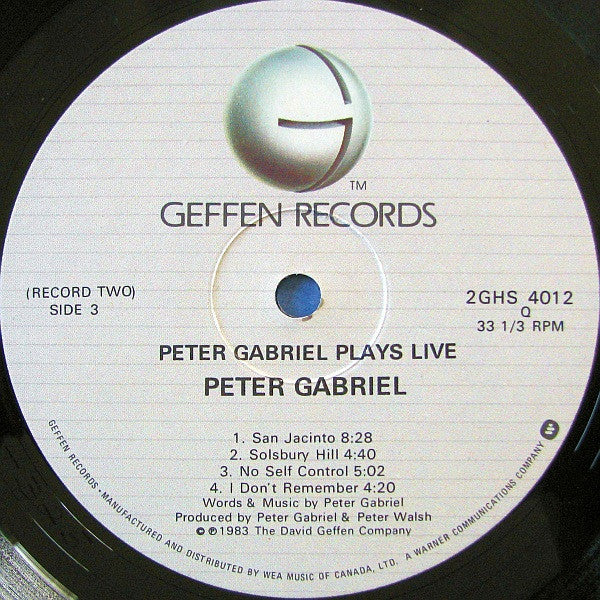 Peter Gabriel - Plays Live Vinyl Record