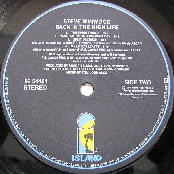 Steve Winwood - Back In The High Life