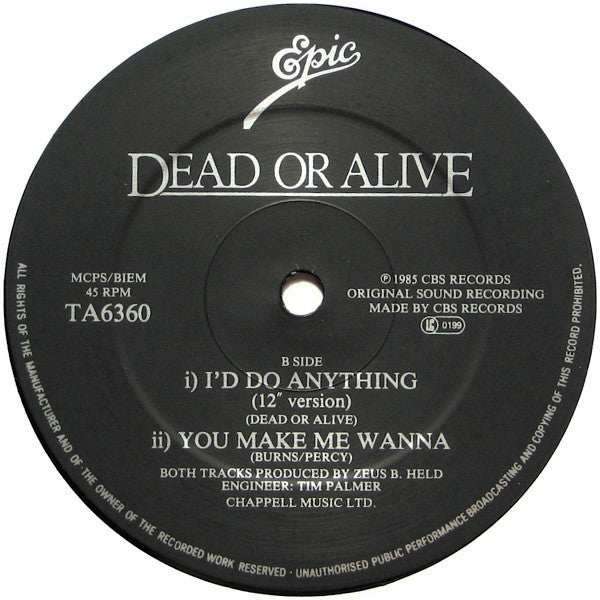 Dead Or Alive - In Too Deep (Off Yer Mong Mix) - 1985
